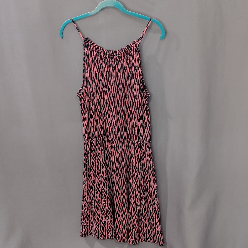 Pink and Navy Geometric Pattern Dress M